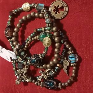 Bella Grace multi beaded bracelet set glass beads you are my angel bangle's